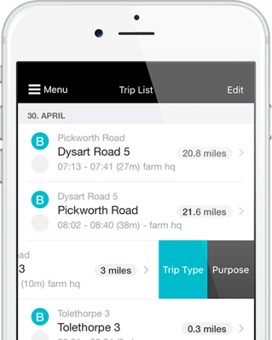 Mileage records on the app