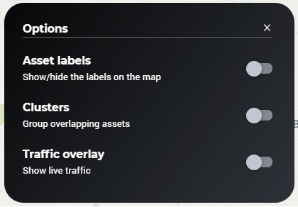 Map options labels screenshot