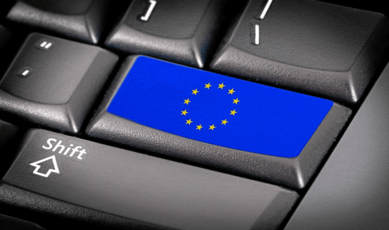 EU logo on a keyboard