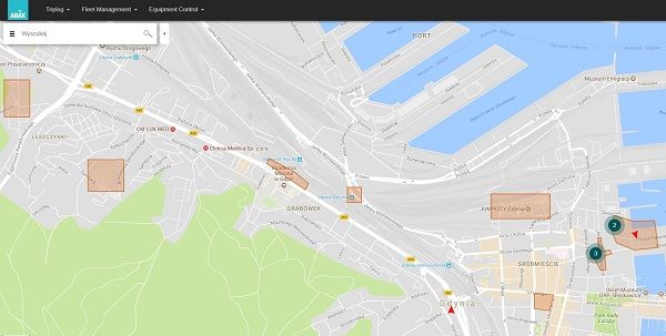 mapa terenu w systemie GPS do monitorowania pojazdów