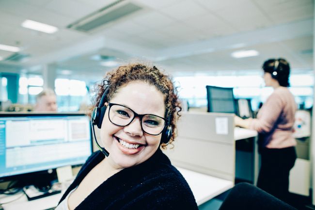 female customer service agent working at ABAX