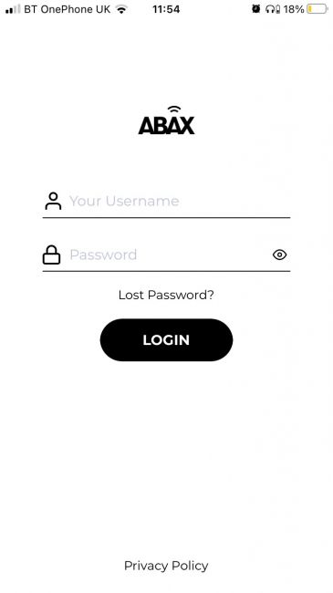 ABAX Driver App Home Screen