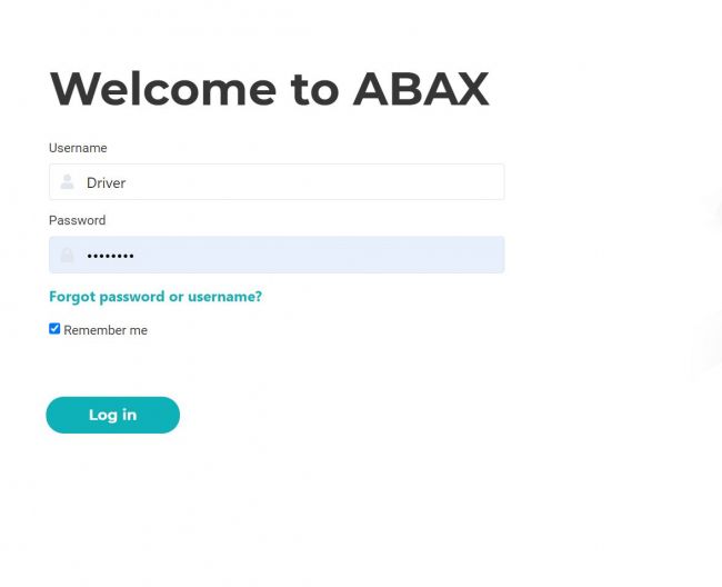 ABAX log in